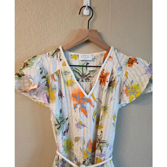 Tanya Taylor Marisol Coverup Dress SZ Medium Floral Spring Tiered - Picture 3 of 10